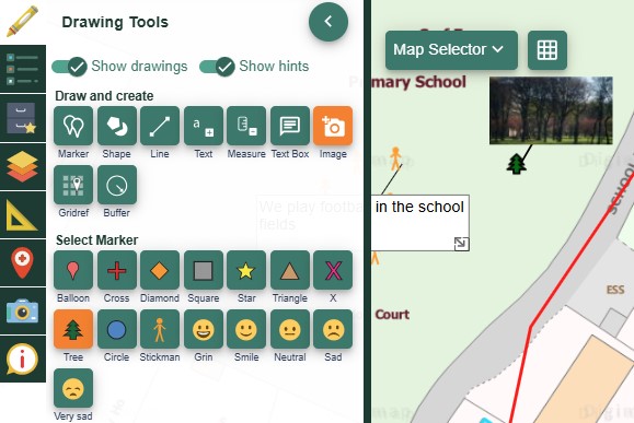Image of map window with an image uploaded